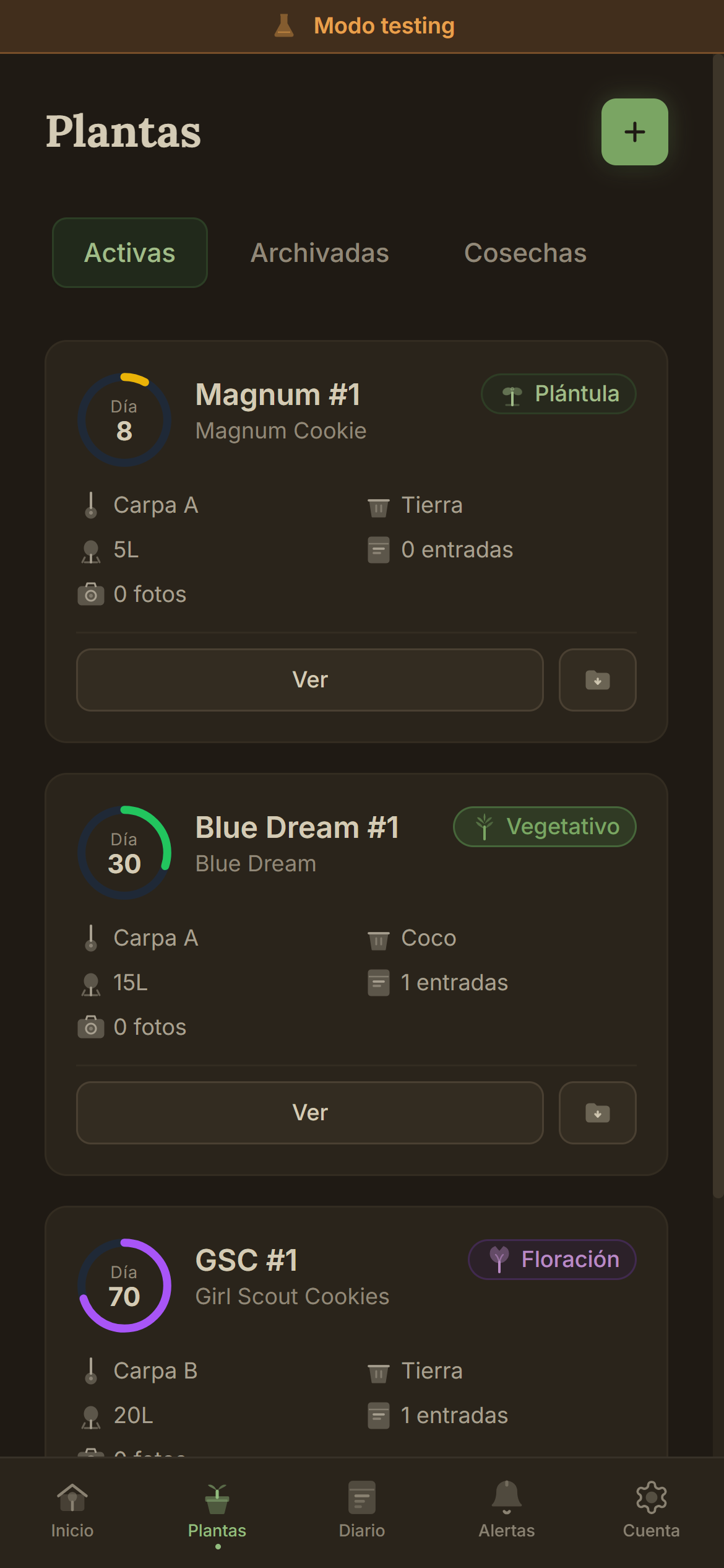 Listado de plantas